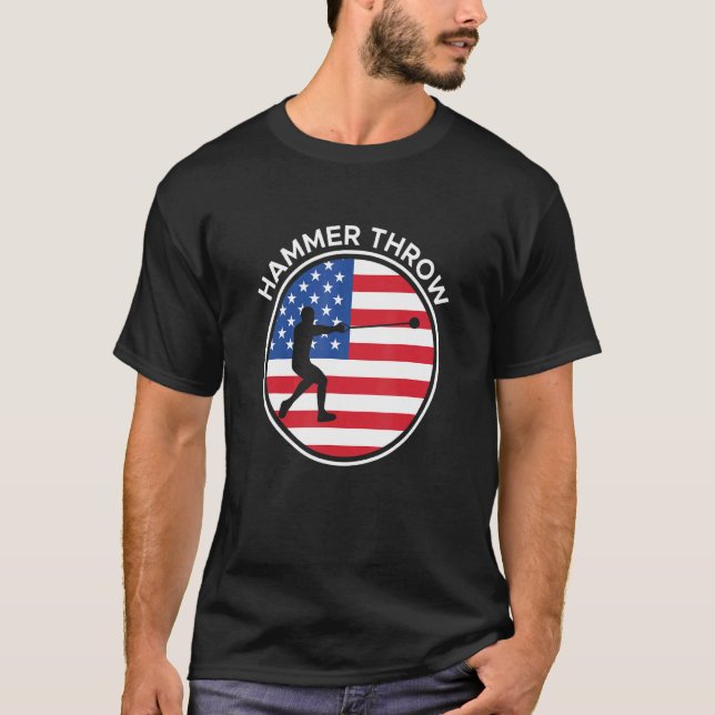 USA Flagga Hammer Throwing Hammer Thrower T Shirt (Framsida)