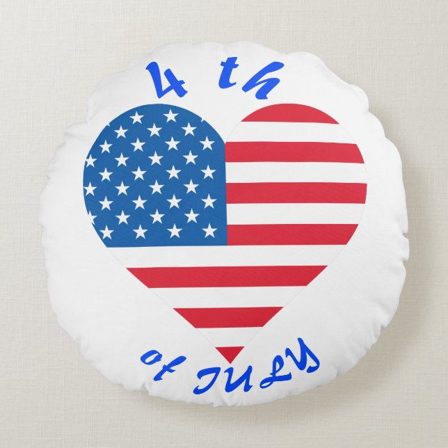 USA flagga Heart 4 juli Dekorativ kudde (Framsidan)