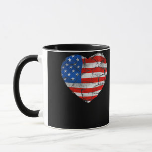 USA flagga Heart 4 juli Rött vitt blått stjärno Mugg