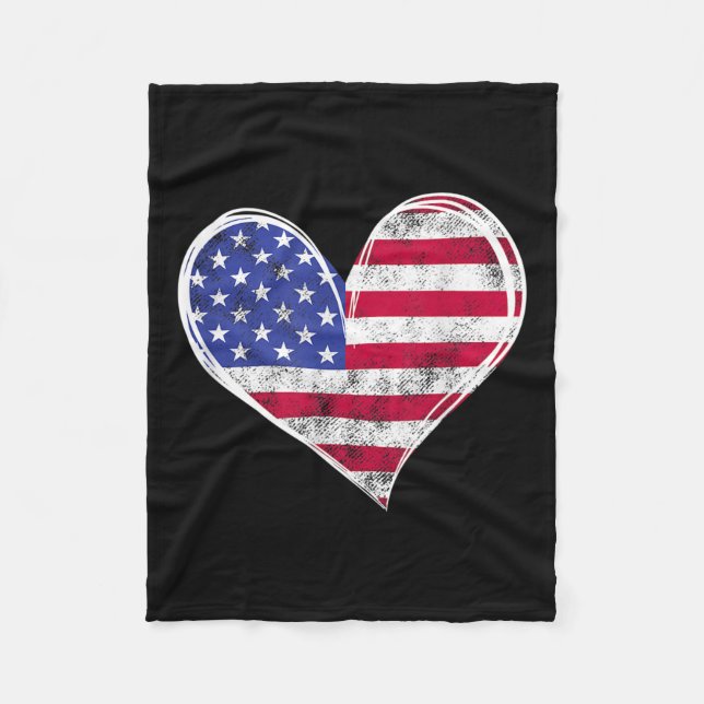 USA flagga Heart American Patriotic Armed Forces Fleecefilt (Framsidan)