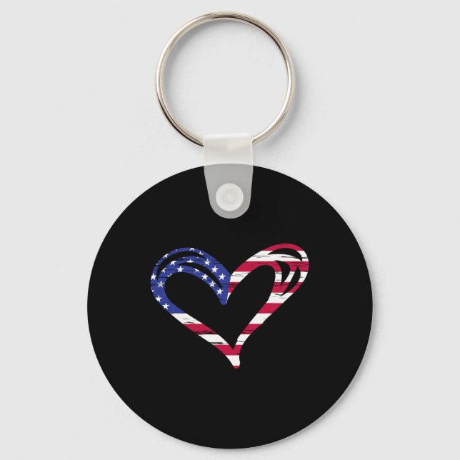 USA flagga Heart American Patriotic Armed Forces M Nyckelring (Framsida)