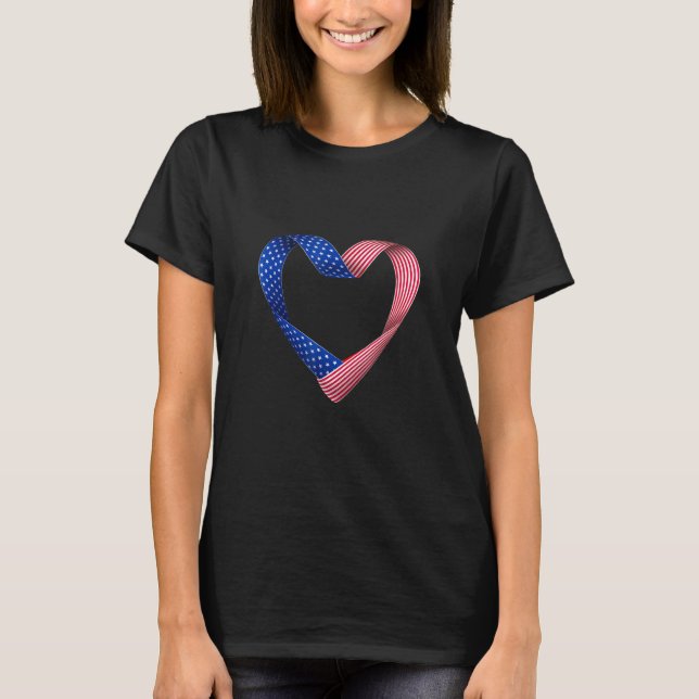 USA flagga Heart American Patriotic Armed Forces M T Shirt (Framsida)