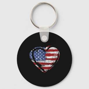 USA flagga Heart American Patriotic Armed Forces Nyckelring