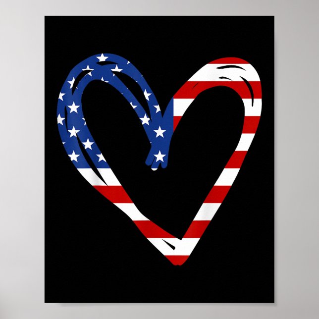 USA flagga Heart American Patriotic Armed Forces Poster (Framsidan)