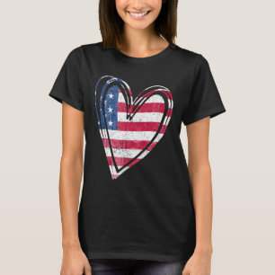USA flagga Heart American Patriotic Armed Forces T Shirt