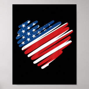 USA flagga Heart American Patriotic Memorial Day Poster