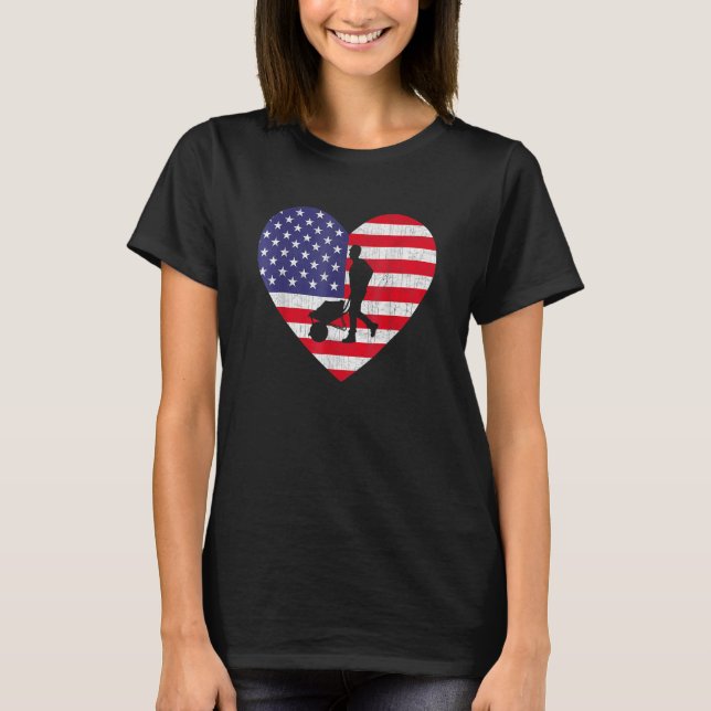 USA flagga Heart Construction Worker 4:e juli Pat T Shirt (Framsida)