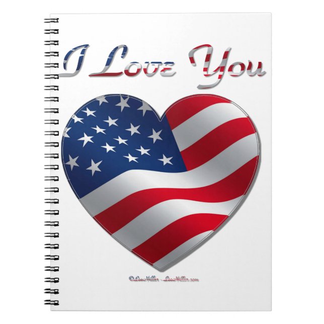 USA flagga Heart I Kärlek You Anteckningsbok (Framsidan)