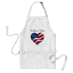 USA flagga Heart I Kärlek You Förkläde