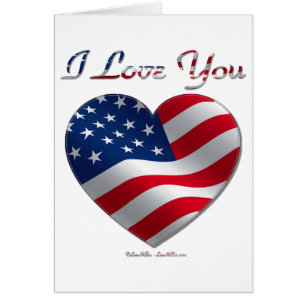 USA flagga Heart I Kärlek You Hälsningskort