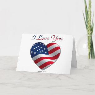 USA flagga Heart I Kärlek You Helgkort