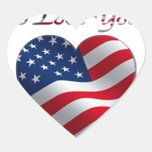 USA flagga Heart I Kärlek You Hjärtformat Klistermärke