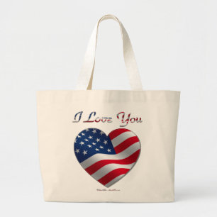 USA flagga Heart I Kärlek You Jumbo Tygkasse