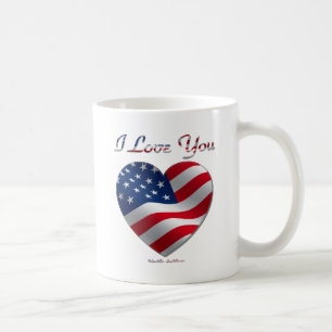USA flagga Heart I Kärlek You Kaffemugg