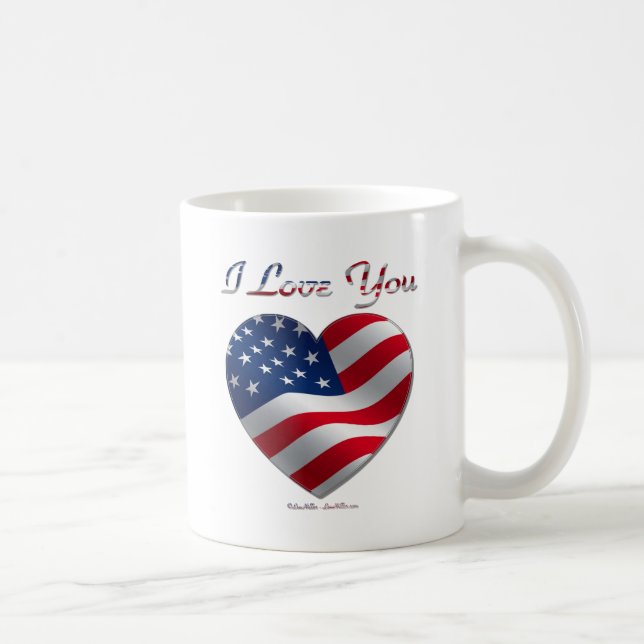 USA flagga Heart I Kärlek You Kaffemugg (Höger)