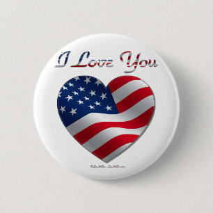 USA flagga Heart I Kärlek You Knapp
