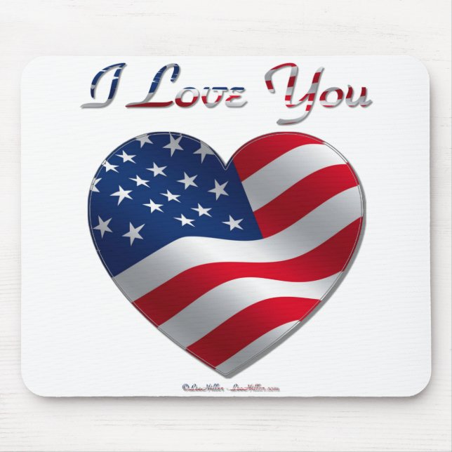 USA flagga Heart I Kärlek You Musmatta (Framsidan)