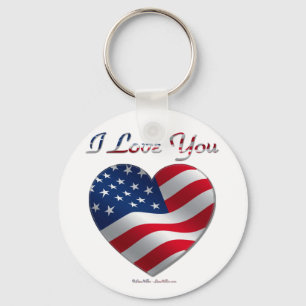 USA flagga Heart I Kärlek You Nyckelring