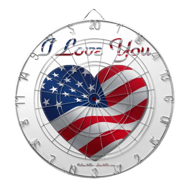 USA flagga Heart I Kärlek You Piltavla (Framsidan)