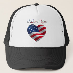 USA flagga Heart I Kärlek You Truckerkeps