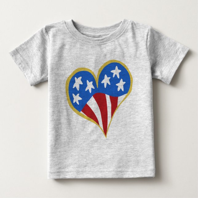 USA flagga Heart Infants & Småbarn T-shirts (Framsida)