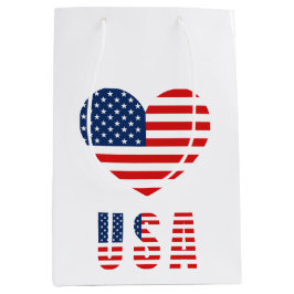 USA flagga Heart Medium Gift Bag för patriotiska g