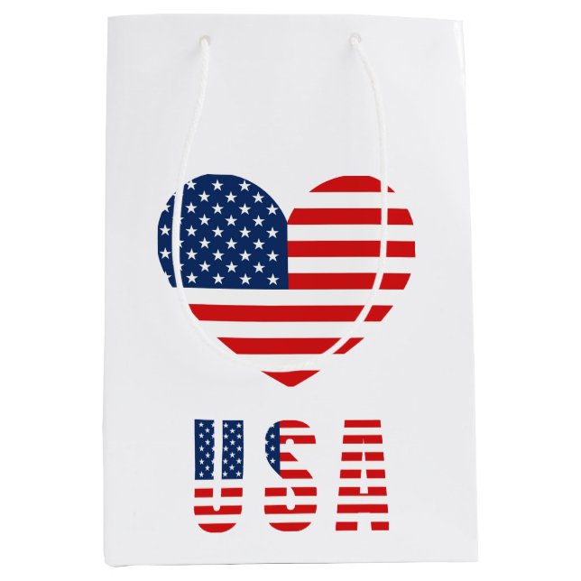 USA flagga Heart Medium Gift Bag för patriotiska g (Framsidan)