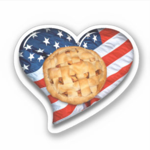 USA flagga Heart och Apple Paj Klistermärken
