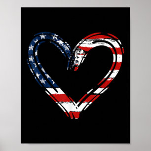 USA flagga Heart Patriotic Armed Forces Memorial Poster