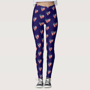 USA flagga Heart Patriotic Leggings