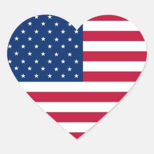 USA flagga Heart Sticker Hjärtformat Klistermärke