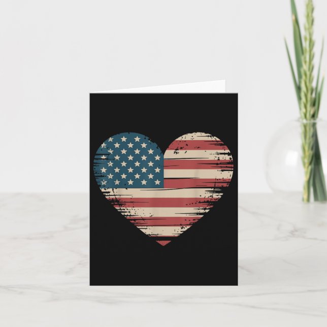 USA flagga Heart Valentines day Veteran Kort (Framsida)