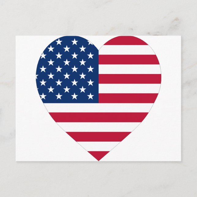 USA flagga Heart Vykort (Framsida)