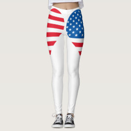 USA flagga Heart White Leggings