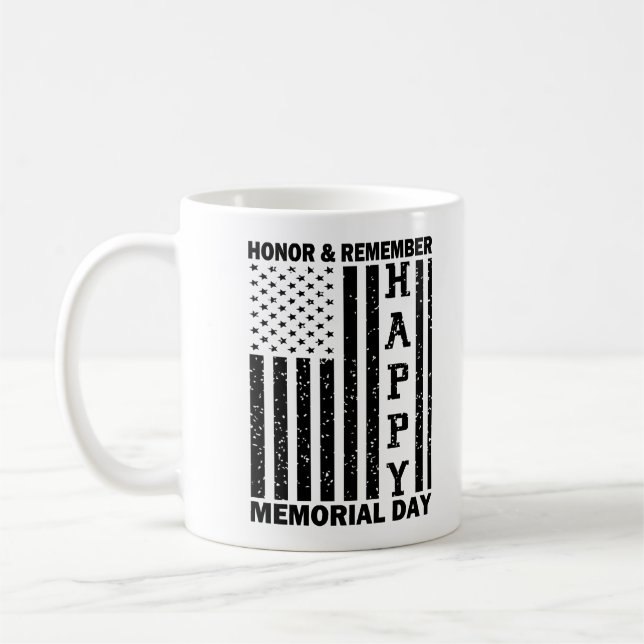USA flagga heder Kom ihåg minnesdagen i Lycklig Kaffemugg (Vänster)