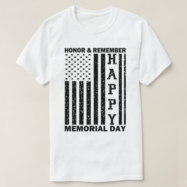 USA flagga heder Kom ihåg minnesdagen i Lycklig T Shirt (Design framsida)