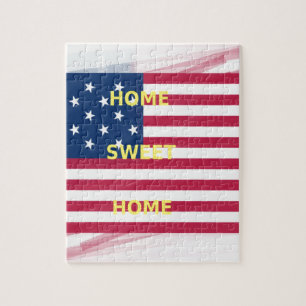 USA Flagga "Hemmet Sött Hem" Konsttryck Pussel