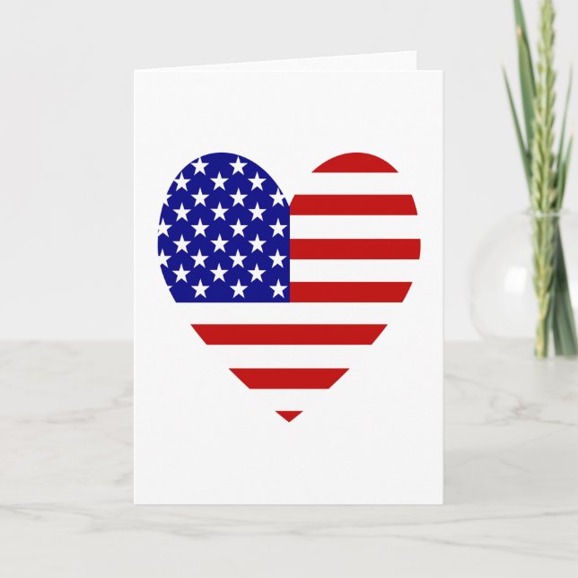 USA Flagga Hjärta Alla hjärtans dag Helgkort (Framsida)