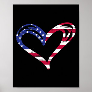 USA Flagga Hjärta Amerikansk Patriotisk Militär Mi Poster