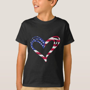 USA Flagga Hjärta Amerikansk Patriotisk Militära K T Shirt