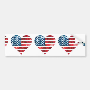 USA flagga hjärta Bildekal