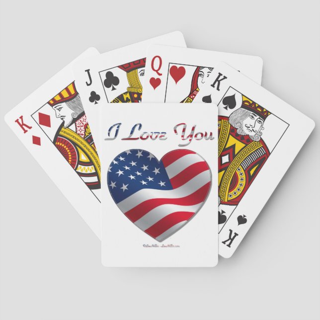 USA Flagga Hjärta Jag älskar dig Kortlek (Baksidan)