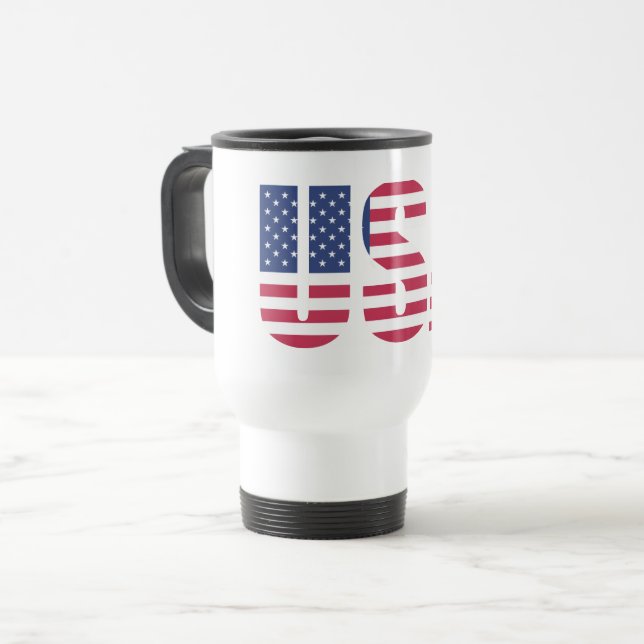 USA Flagga Hjärta Kaffe/Resemugg - Patriotisk Amer Resemugg (Framsida vänster)