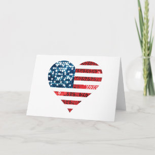 USA flagga hjärta Kort