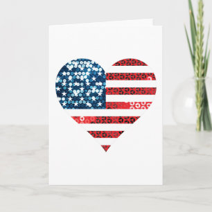 USA flagga hjärta Kort