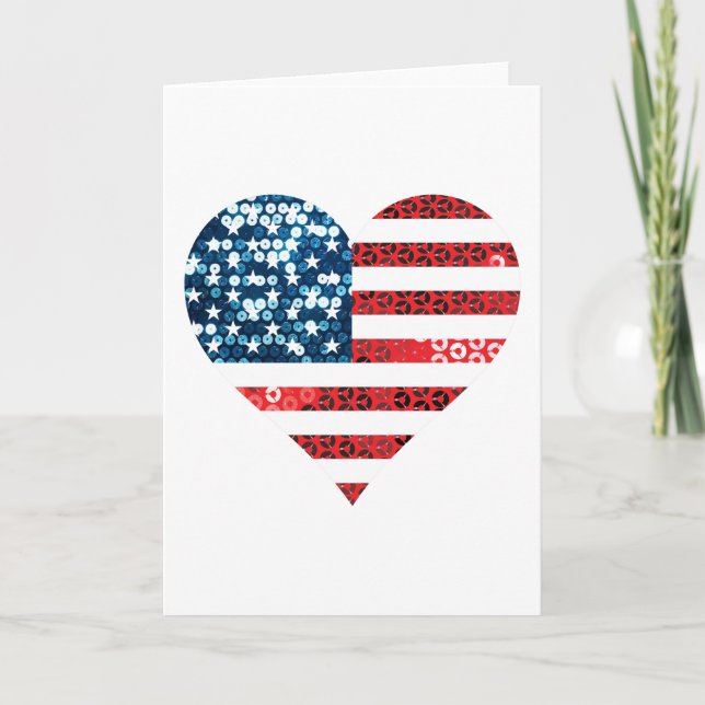 USA flagga hjärta Kort (Framsida)
