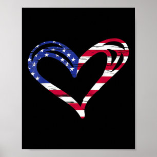 USA Flagga Hjärta Patriotiskt Minnesmärke För Förs Poster
