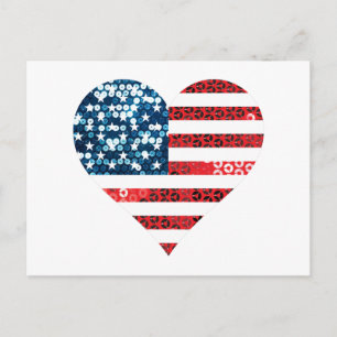 USA flagga hjärta Vykort