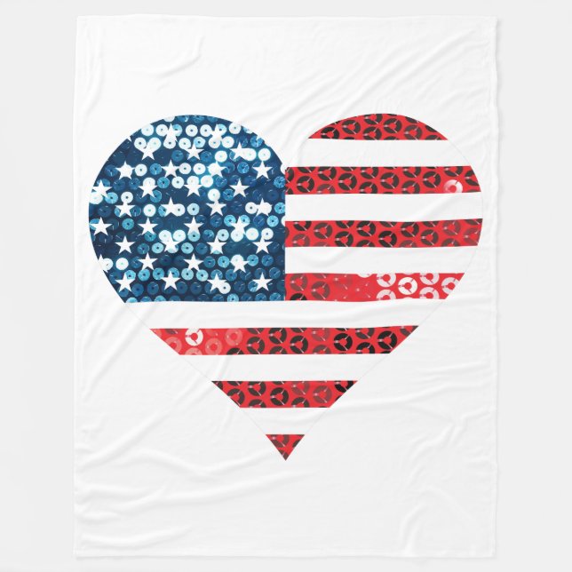 USA flagga hjärtfilt Fleecefilt (Framsidan)