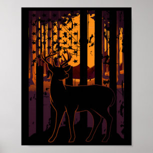 USA flagga Hjort Hunting Setting Sol Funny Bow Hun Poster